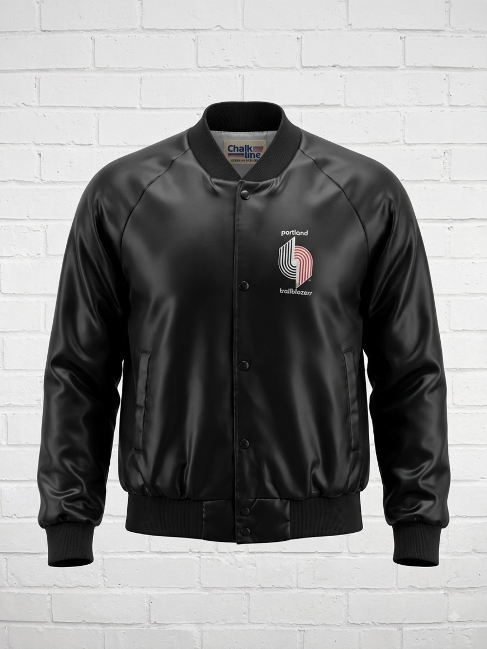 Vintage 1991 Chalk Line Portland Trail Blazers Satin Bomber Jacket Mens L